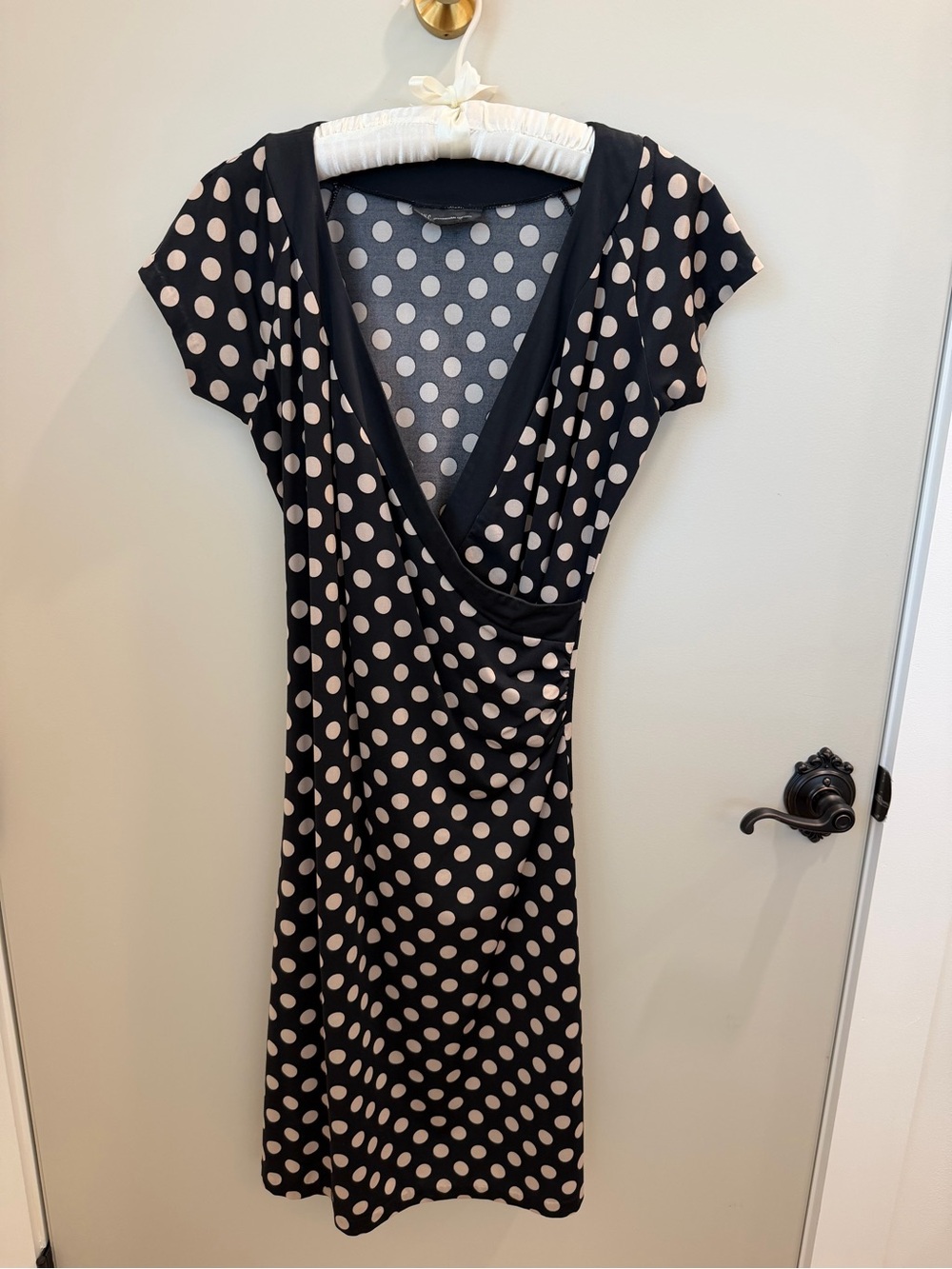 I.N.C. Brand Black Polka Dot Wrap Dress - very figure flattering
